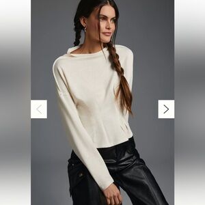 Pilcro Corset Seamed Sweater-Cream